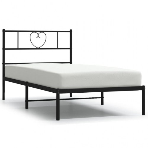 Sengeramme med sengegavl 107×203 cm - metal, sort