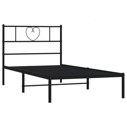 Sengeramme med sengegavl 107×203 cm - metal, sort