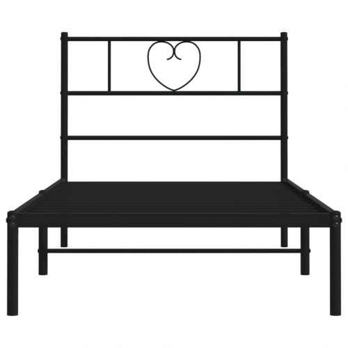 Sengeramme med sengegavl 107×203 cm - metal, sort