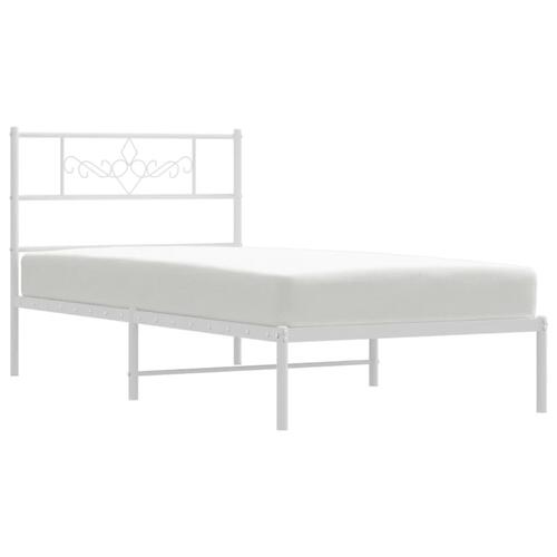 Sengeramme med sengegavl 90x200 cm metal hvid