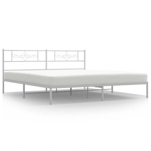 Sengeramme med sengegavl 200×200 cm - metal, hvid