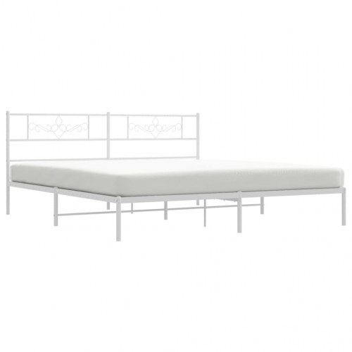Sengeramme med sengegavl 200×200 cm - metal, hvid