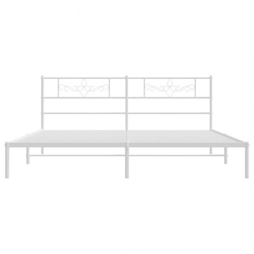 Sengeramme med sengegavl 200×200 cm - metal, hvid