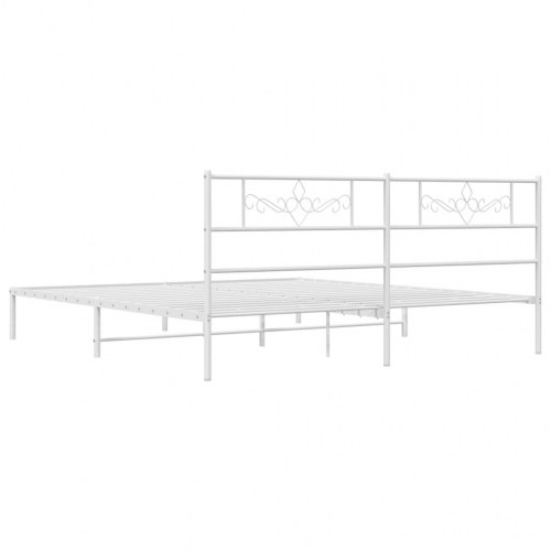 Sengeramme med sengegavl 200×200 cm - metal, hvid