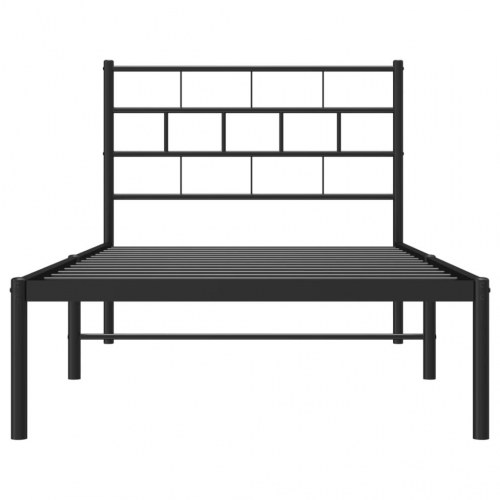 Sengeramme med sengegavl i metal - 100 x 190 cm, sort