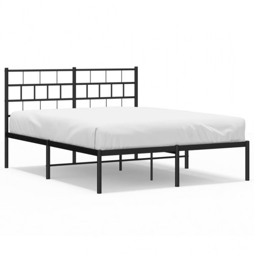Sengeramme med sengegavl 135×190 cm - metal, sort