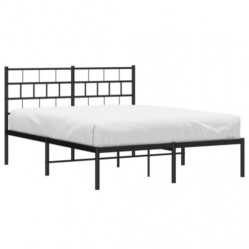 Sengeramme med sengegavl 135×190 cm - metal, sort