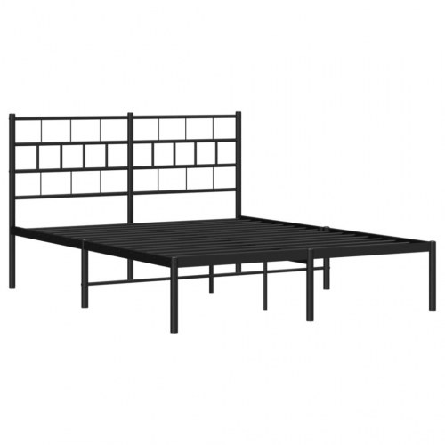 Sengeramme med sengegavl 135×190 cm - metal, sort