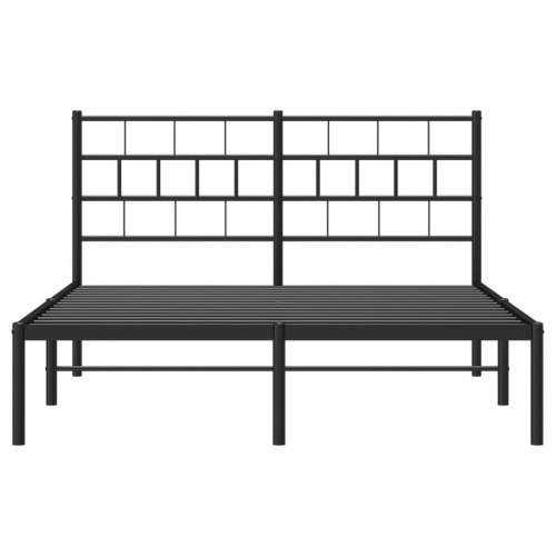 Sengeramme med sengegavl 135×190 cm - metal, sort