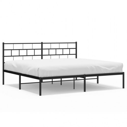 Sengeramme med sengegavl i metal - 183×213 cm, sort