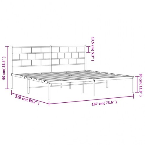 Sengeramme med sengegavl i metal - 183×213 cm, sort