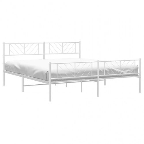 Sengeramme med gavl og fodgærde 193×203 cm - metal, hvid