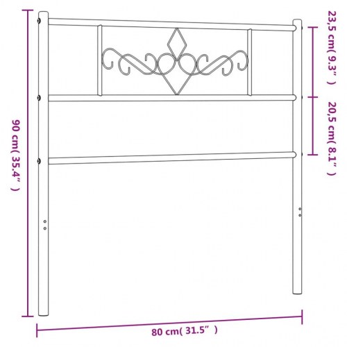 Sengegavl i metal 75 cm - hvid, klassisk design