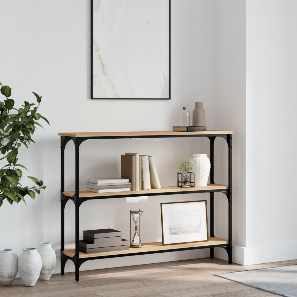 Konsolbord med hylder 100 x 22,5 x 75 cm i sonoma-eg