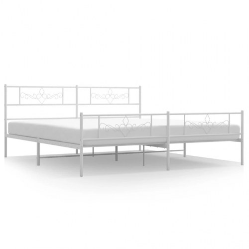 Sengeramme i metal med gavl og fodgærde 193 × 203 cm - hvid