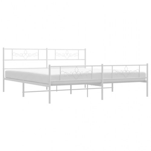 Sengeramme i metal med gavl og fodgærde 193 × 203 cm - hvid