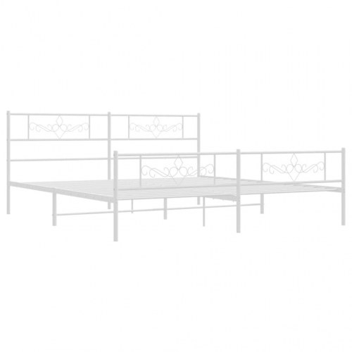 Sengeramme i metal med gavl og fodgærde 193 × 203 cm - hvid