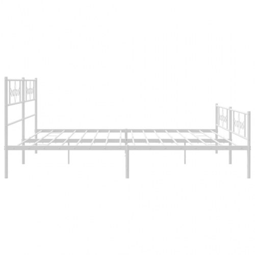 Sengeramme i metal med gavl og fodgærde 193 × 203 cm - hvid