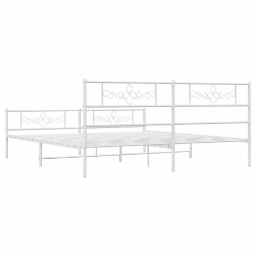 Sengeramme i metal med gavl og fodgærde 193 × 203 cm - hvid