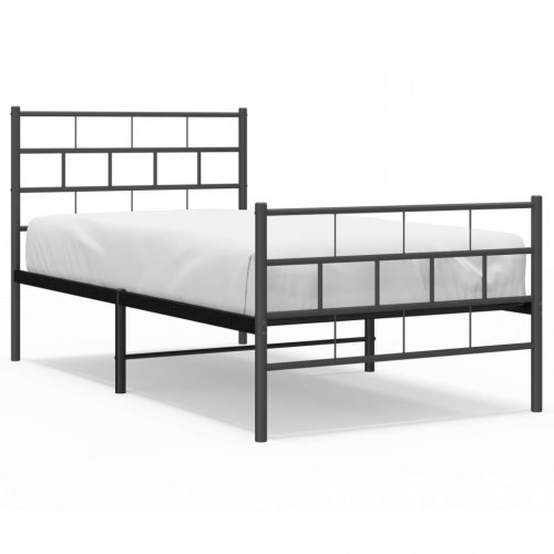 Sengeramme i metal med gavl og fodgærde 100×200 cm - sort