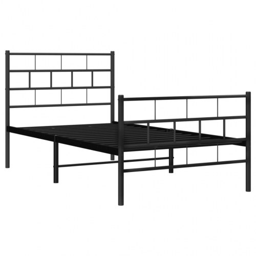 Sengeramme i metal med gavl og fodgærde 100×200 cm - sort