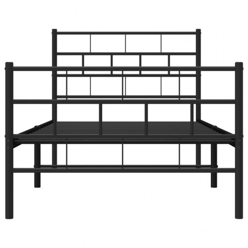 Sengeramme i metal med gavl og fodgærde 100×200 cm - sort