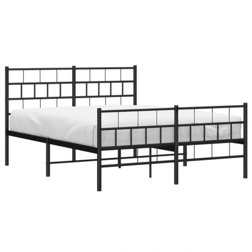 Sengeramme i metal med gavl og fodgærde 150×200 cm - sort