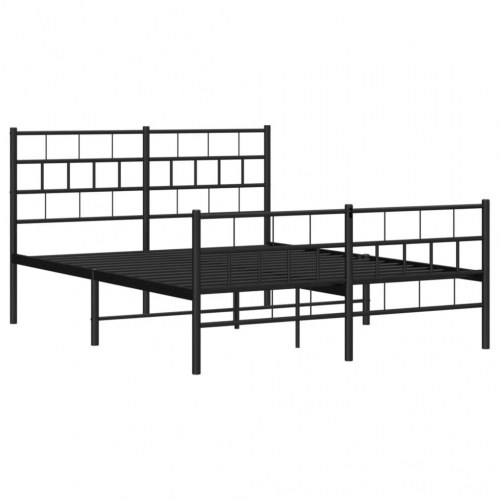 Sengeramme i metal med gavl og fodgærde 150×200 cm - sort