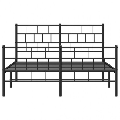 Sengeramme i metal med gavl og fodgærde 150×200 cm - sort