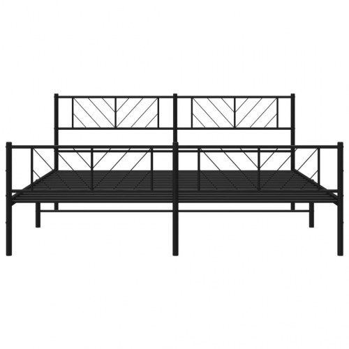 Sengeramme med sengegavl og fodgærde 193x203 cm metal sort
