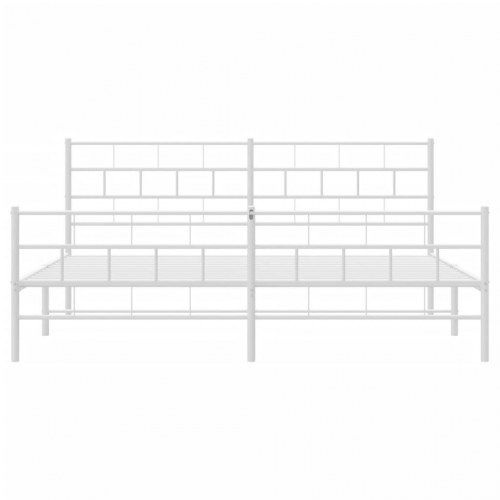 Sengeramme med sengegavl og fodgærde 183x213 cm metal hvid
