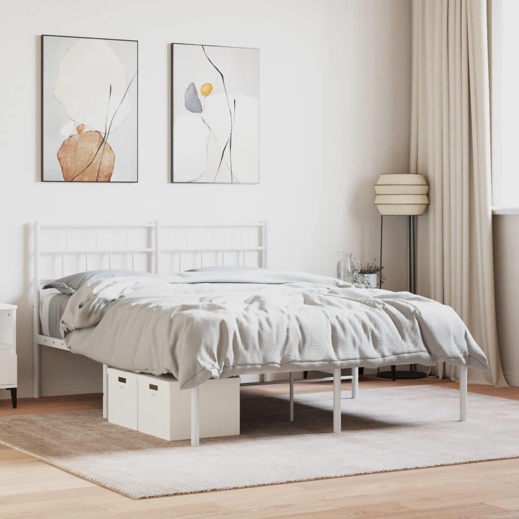 Sengeramme med sengegavl 150x200 cm metal hvid