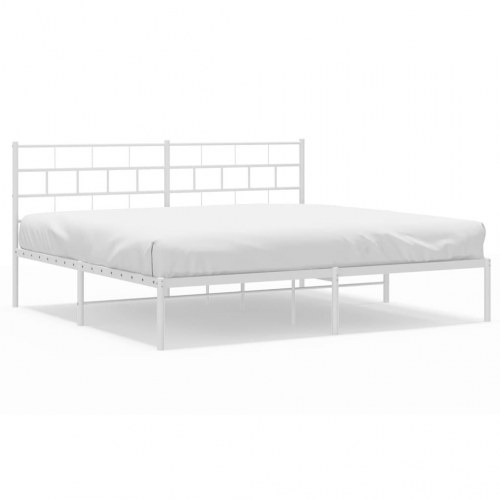 Sengeramme med sengegavl 180x200 cm - metal, hvid