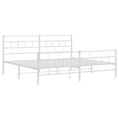Sengeramme i metal med sengegavl og fodgærde 193×203 cm - hvid