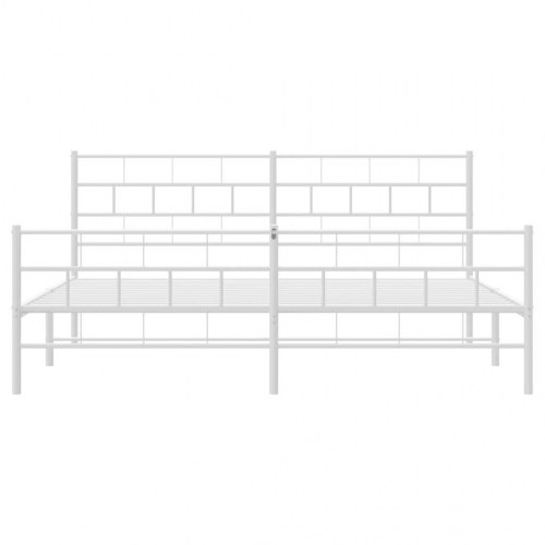 Sengeramme i metal med sengegavl og fodgærde 193×203 cm - hvid