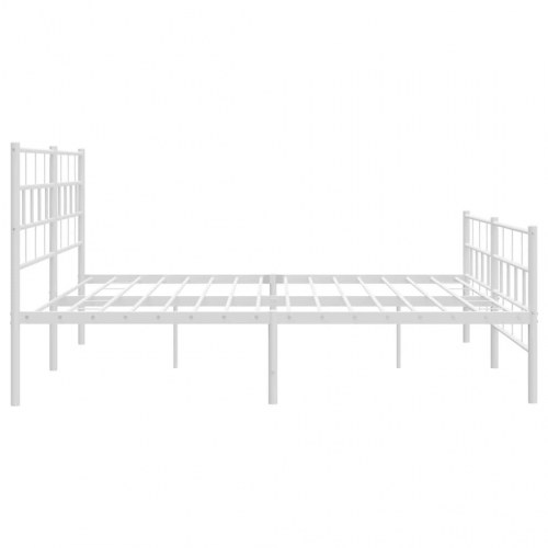 Sengeramme i metal med sengegavl og fodgærde 193×203 cm - hvid