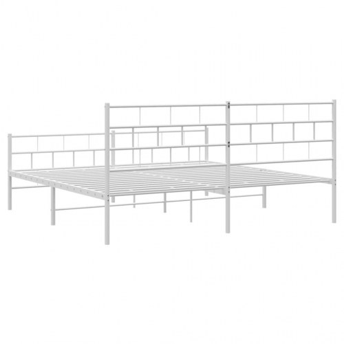 Sengeramme i metal med sengegavl og fodgærde 193×203 cm - hvid