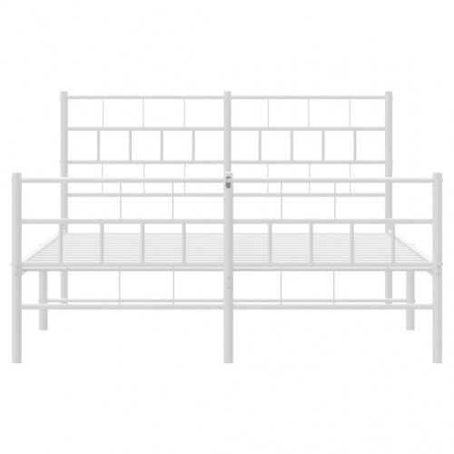 Sengeramme i metal med gavl og fodgærde 120x200 cm - hvid