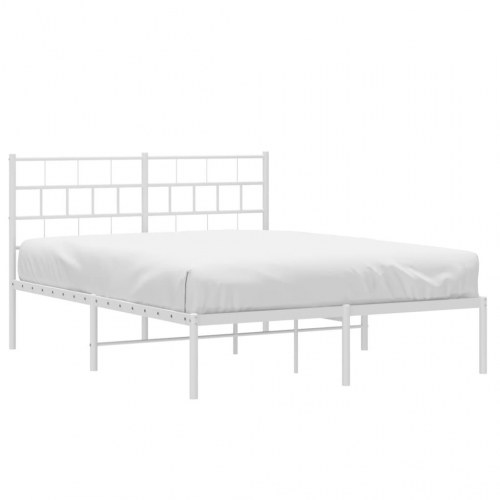 Sengeramme med sengegavl 140x200 cm - metal, hvid