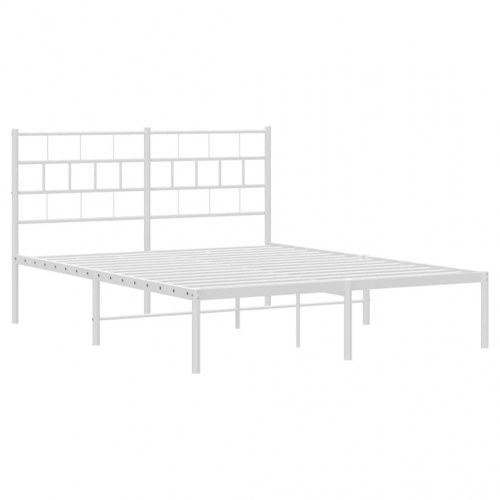 Sengeramme med sengegavl 140x200 cm - metal, hvid