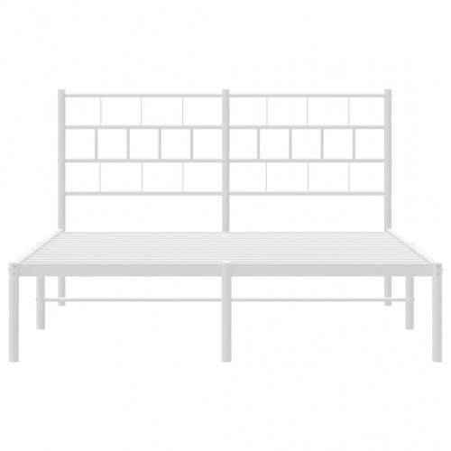 Sengeramme med sengegavl 140x200 cm - metal, hvid