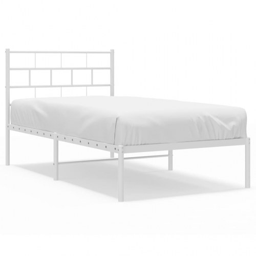 Sengeramme med sengegavl 100×190 cm - metal, hvid