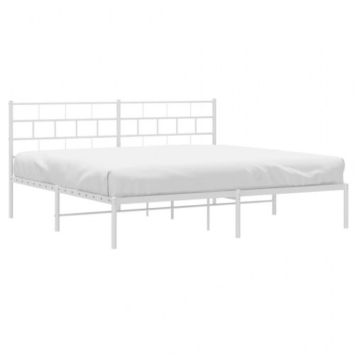 Sengeramme med sengegavl 193×203 cm - metal, hvid