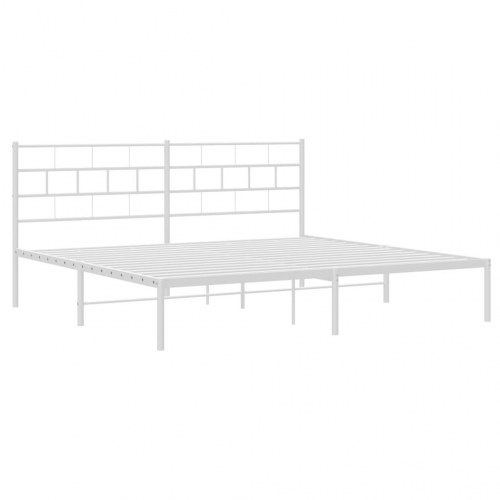 Sengeramme med sengegavl 193×203 cm - metal, hvid