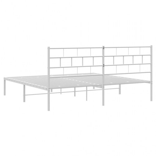 Sengeramme med sengegavl 193×203 cm - metal, hvid