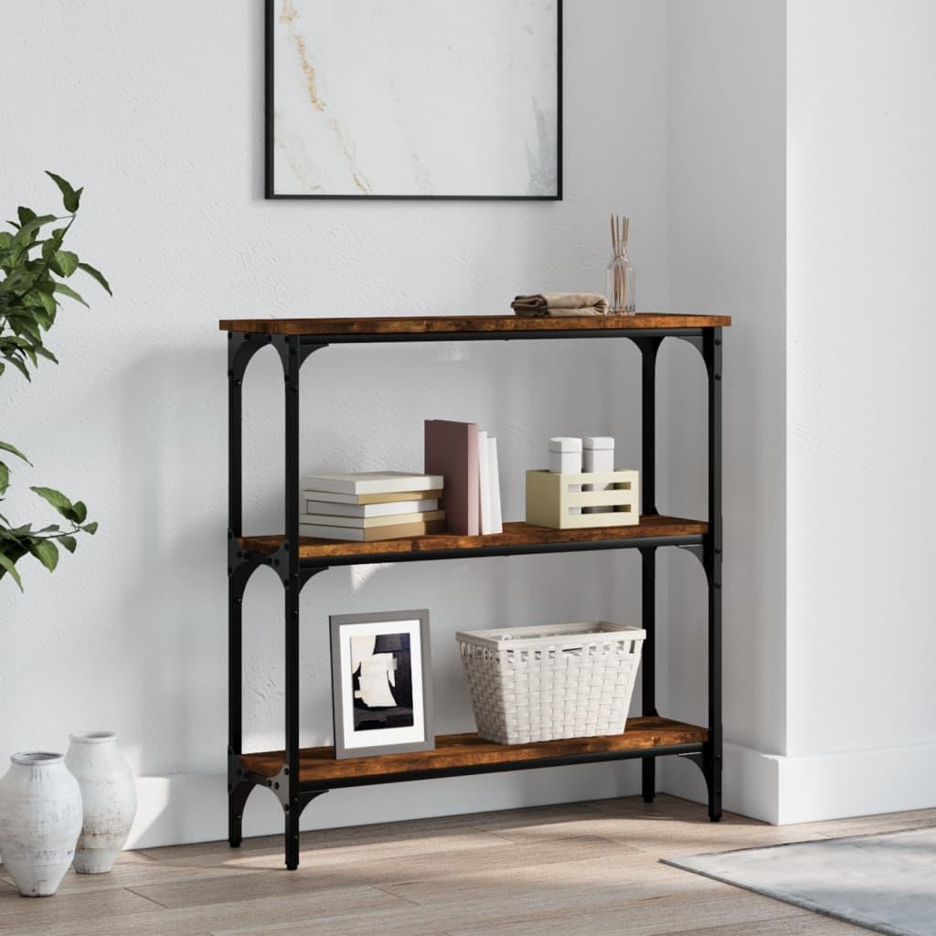 Konsolbord 75 × 22,5 × 75 cm i konstrueret træ - røget egetræsfarve