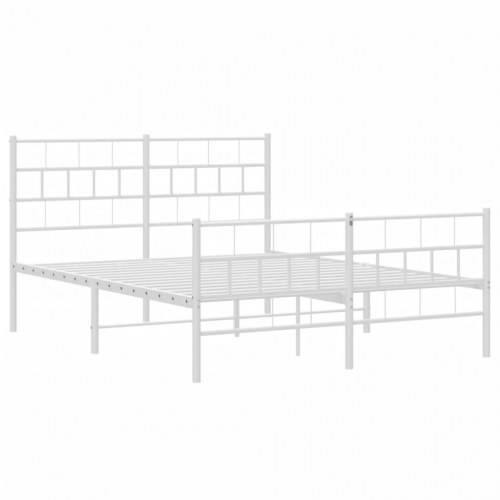 Sengeramme med gavl og fodgærde 150×200 cm - metal, hvid
