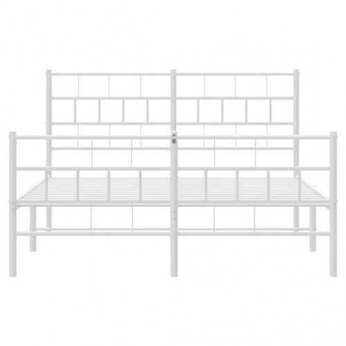 Sengeramme med gavl og fodgærde 150×200 cm - metal, hvid