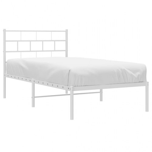 Sengeramme med sengegavl 90x200 cm metal hvid