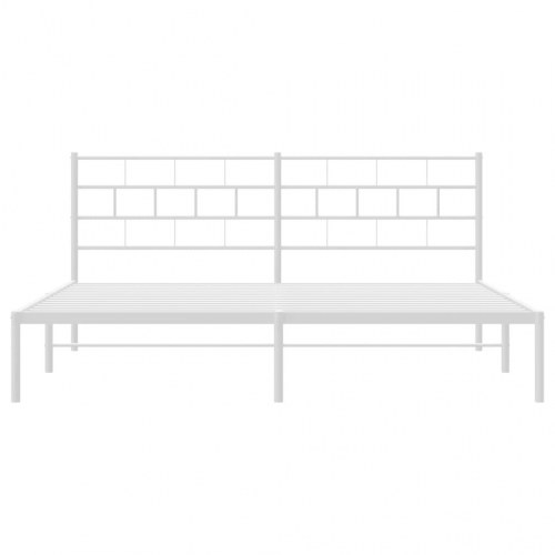 Sengeramme med sengegavl 200x200 cm metal hvid